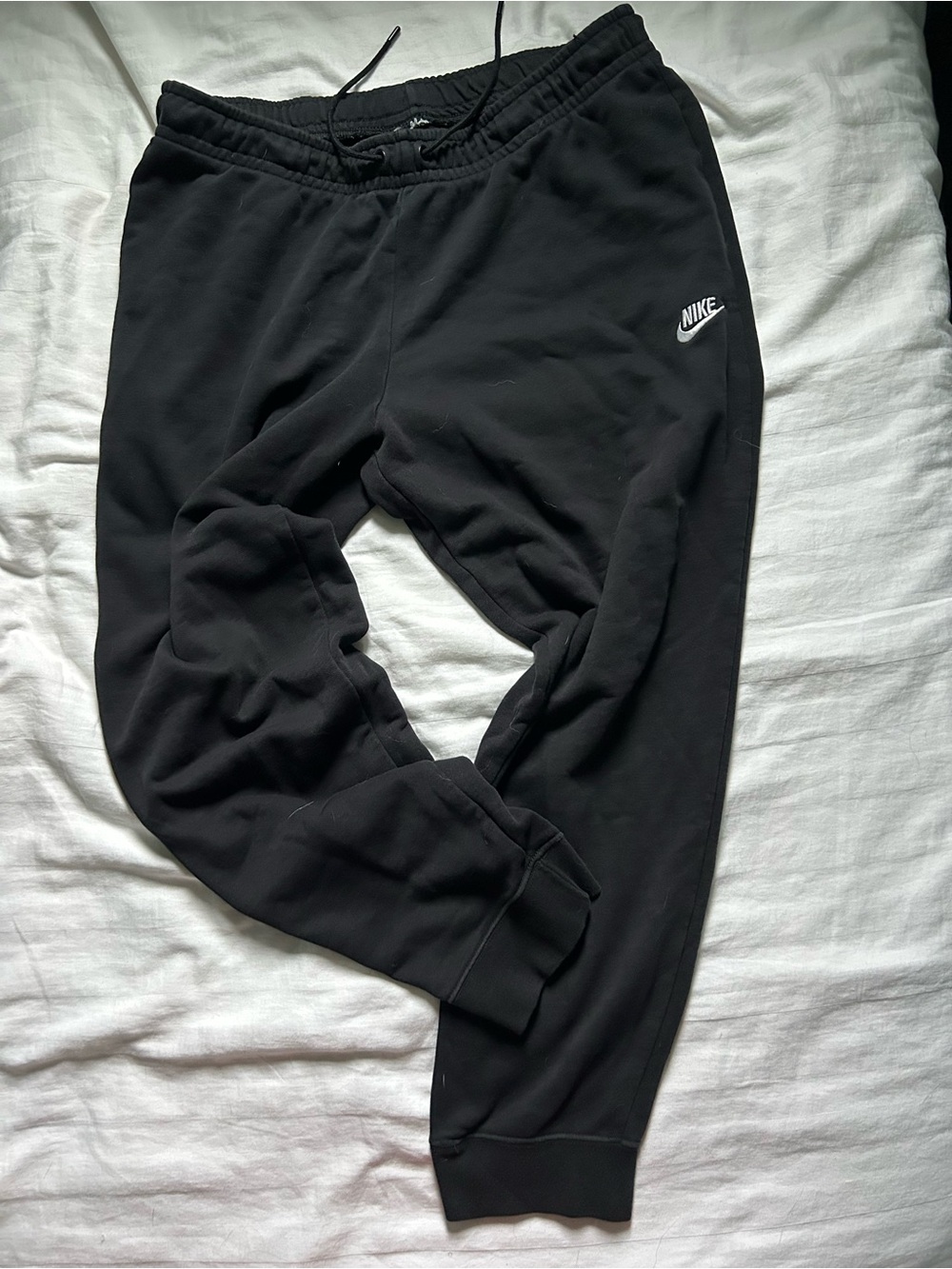 Nike Black Jogger Sweatpants with White Swoosh